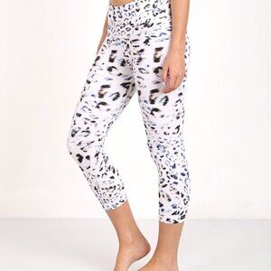 Varley Leggings Womens Small White Animal Print Cropped Athleisure Active Train